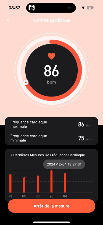 M1 : mesure fréquence cardiaque pendant l'effort