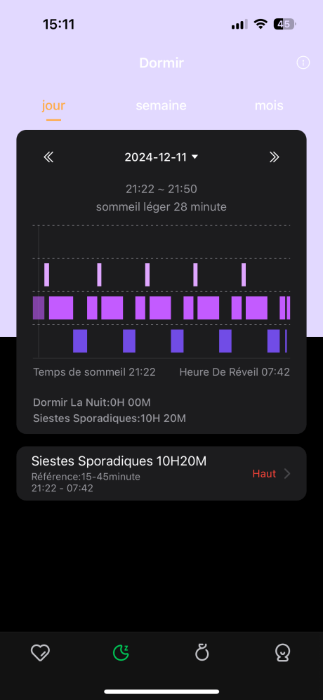 M1 Smart Ring - analyse sommeil