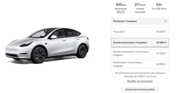 Étrange, la Model Y Grande Autonomie moins chère que la version standard