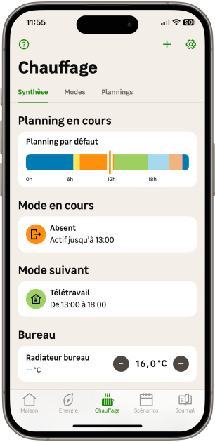 Page Chauffage Sythèse - Application Enki