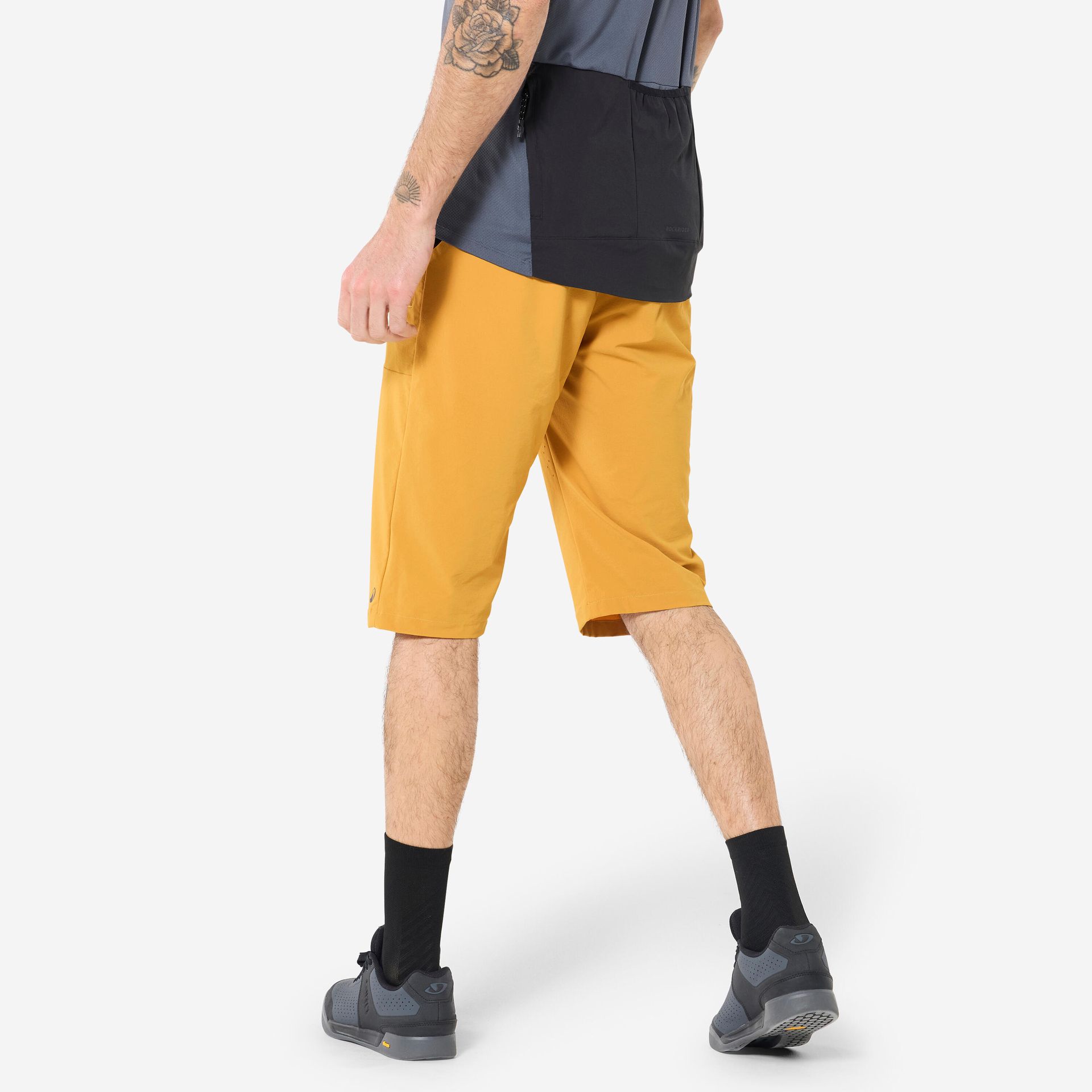 Short vélo VTT Rockrider jaune 2025 arrière