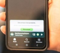Message d'erreur sur l'application Spotify en panne.