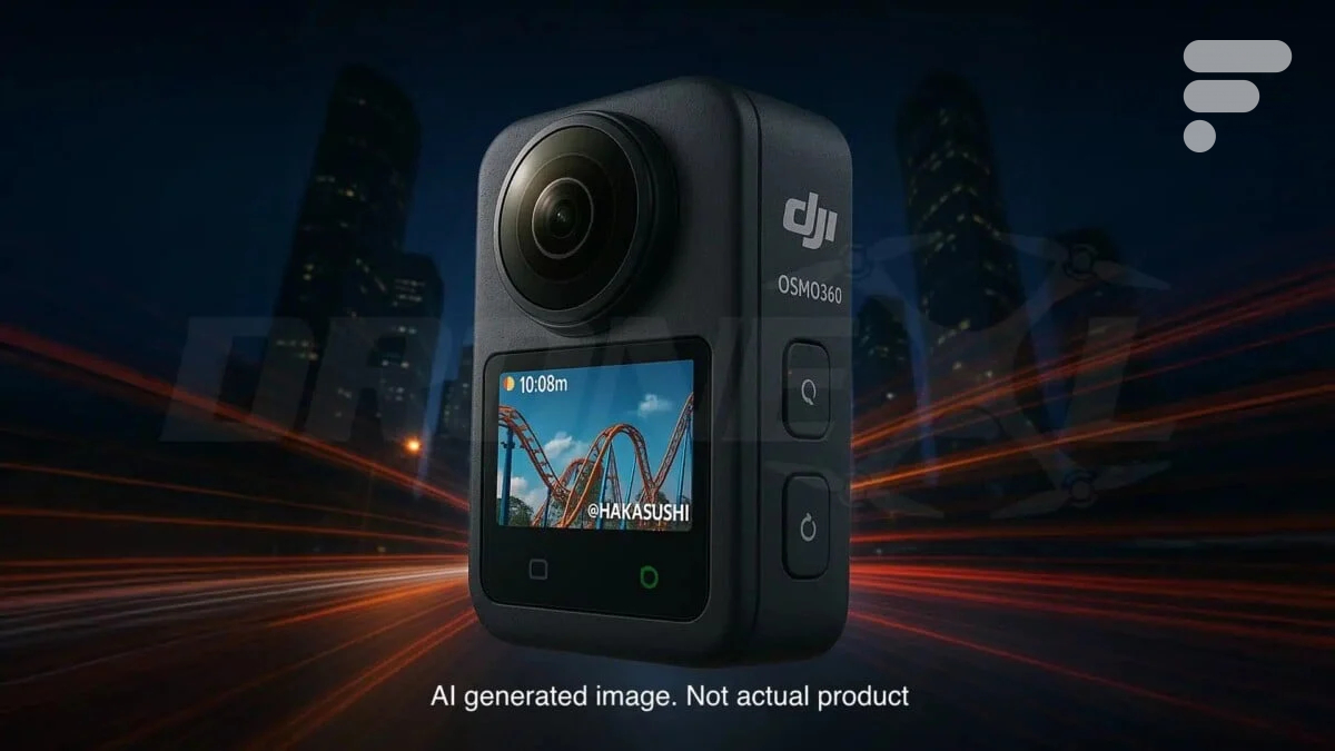 Rendu de la DJI Osmo 360 par intelligence artificielle