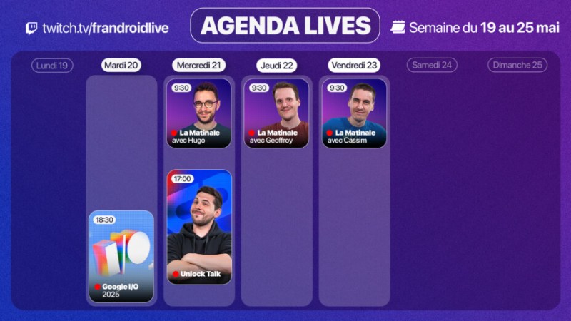 Frandroid sort le grand jeu cette semaine : un programme Twitch XXL marqué par la Google I/O et un double duplex