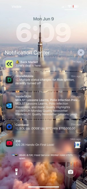 Apple Liquid Glass lisibilité exemple 1 Source : justAT3chGuy sur X/Twitter