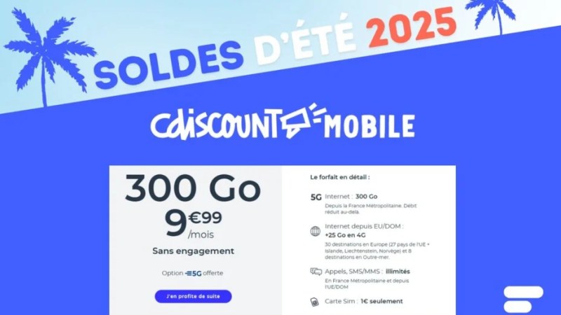 Pendant les soldes, ce forfait mobile 5G de 300 Go est à moins de 10 €/mois