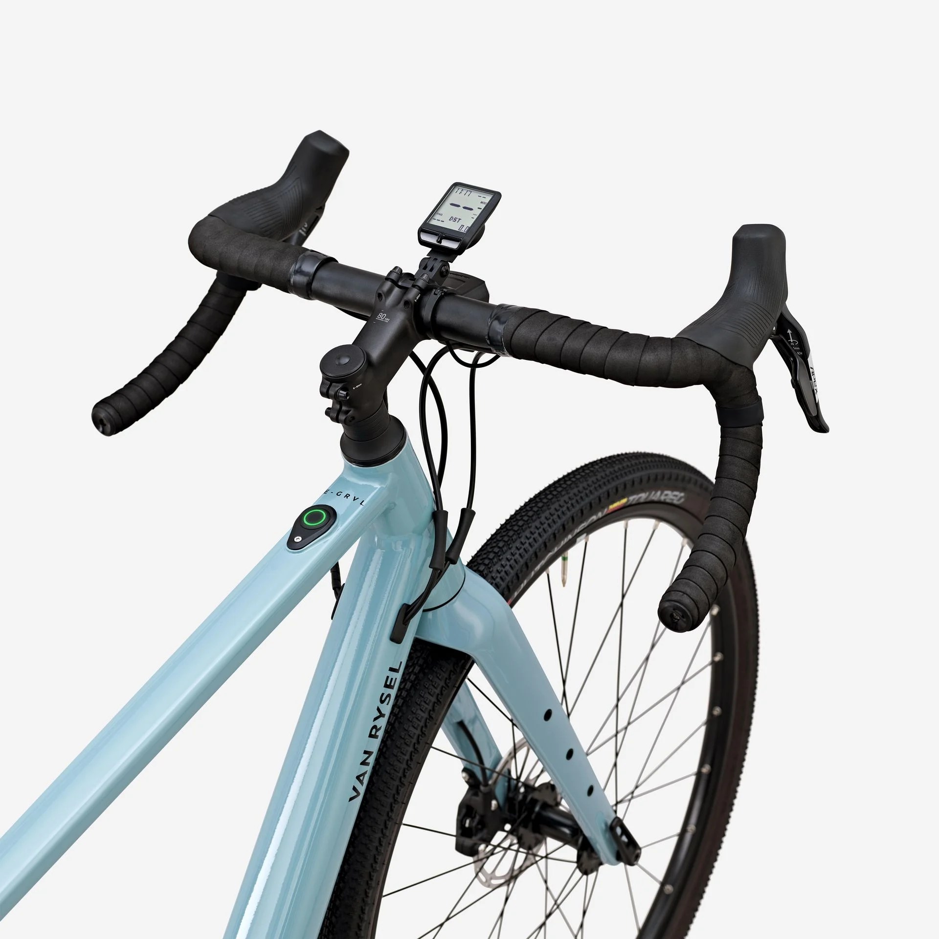 Le cintre équipé d'un éclairage, avec l'écran de contrôle. // Source : Decathlon
