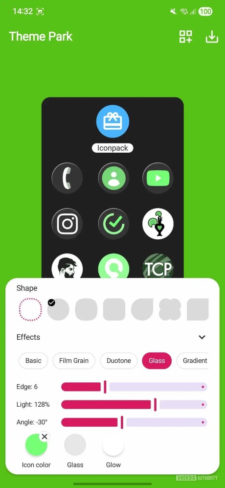 Samsung Theme Park - menu "Effets" // Source : Android Authority