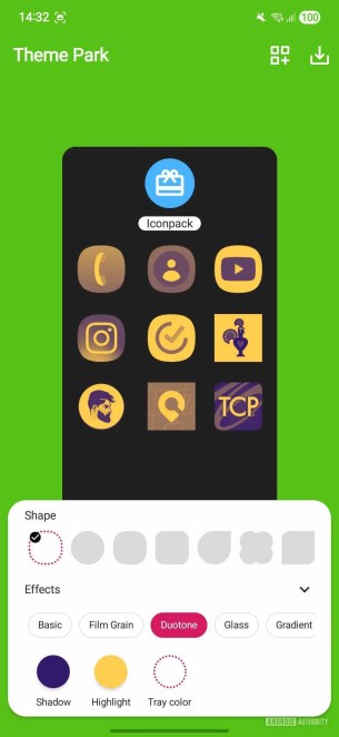 Samsung Theme Park - menu "Effets" // Source : Android Authority