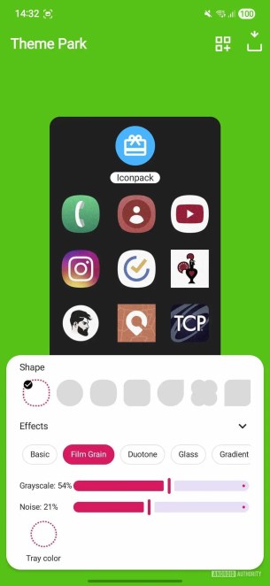 Samsung Theme Park - menu "Effets" // Source : Android Authority