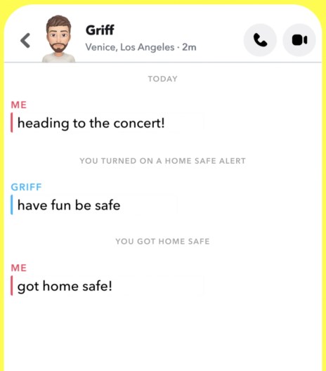 Snapchat présente "Home Safe" // Source : Snapchat