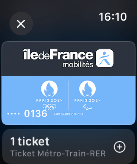 Le pass Navigo sur l'Apple Watch Series 10 sous watchOS 11 // Source : Frandroid