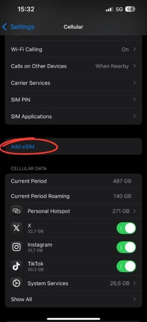 iPhone Add eSIM