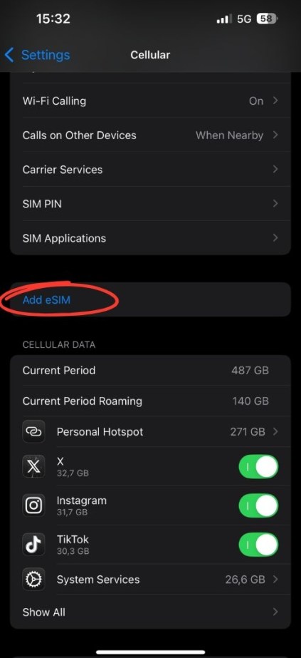 iPhone Add eSIM