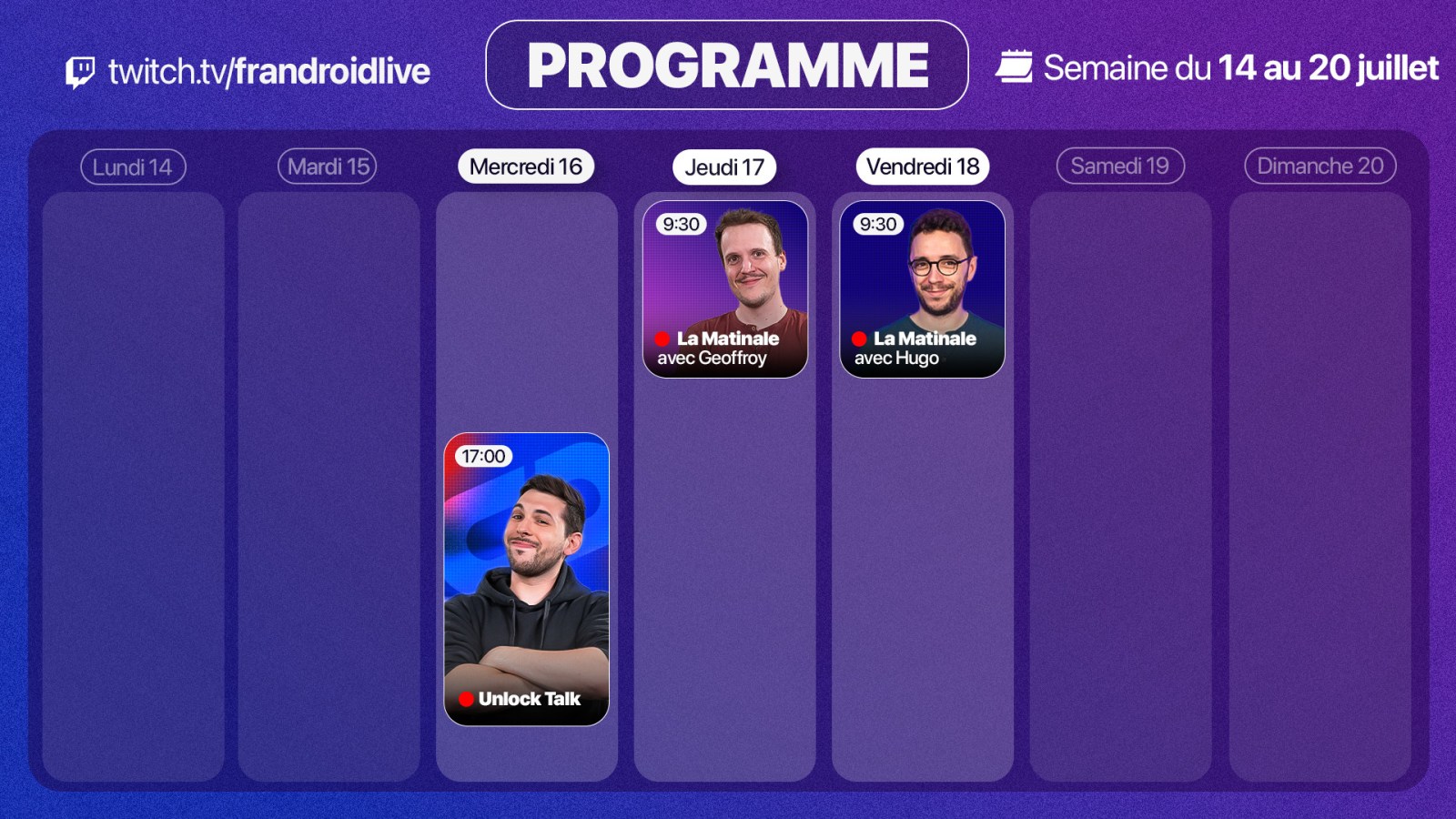 Unlock Talk avec Monsieur GRrr et Marty et une double Matinale : notre programme Twitch de la...