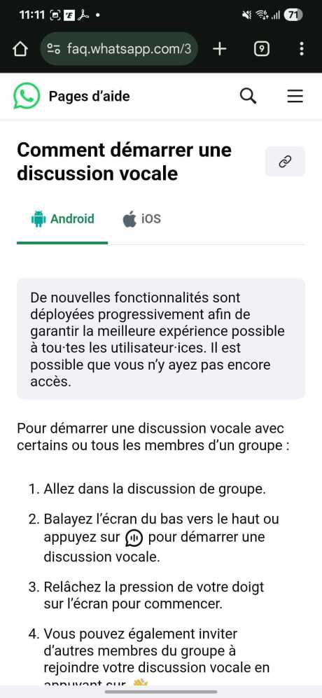 Tuto WhatsApp fonction discussion vocale