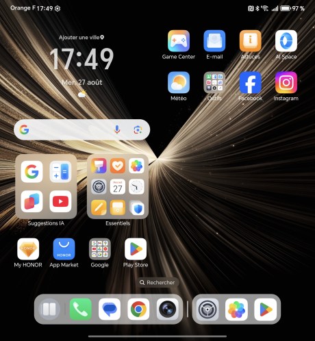 Écran d'accueil Honor Magic V5 // Source : Frandroid