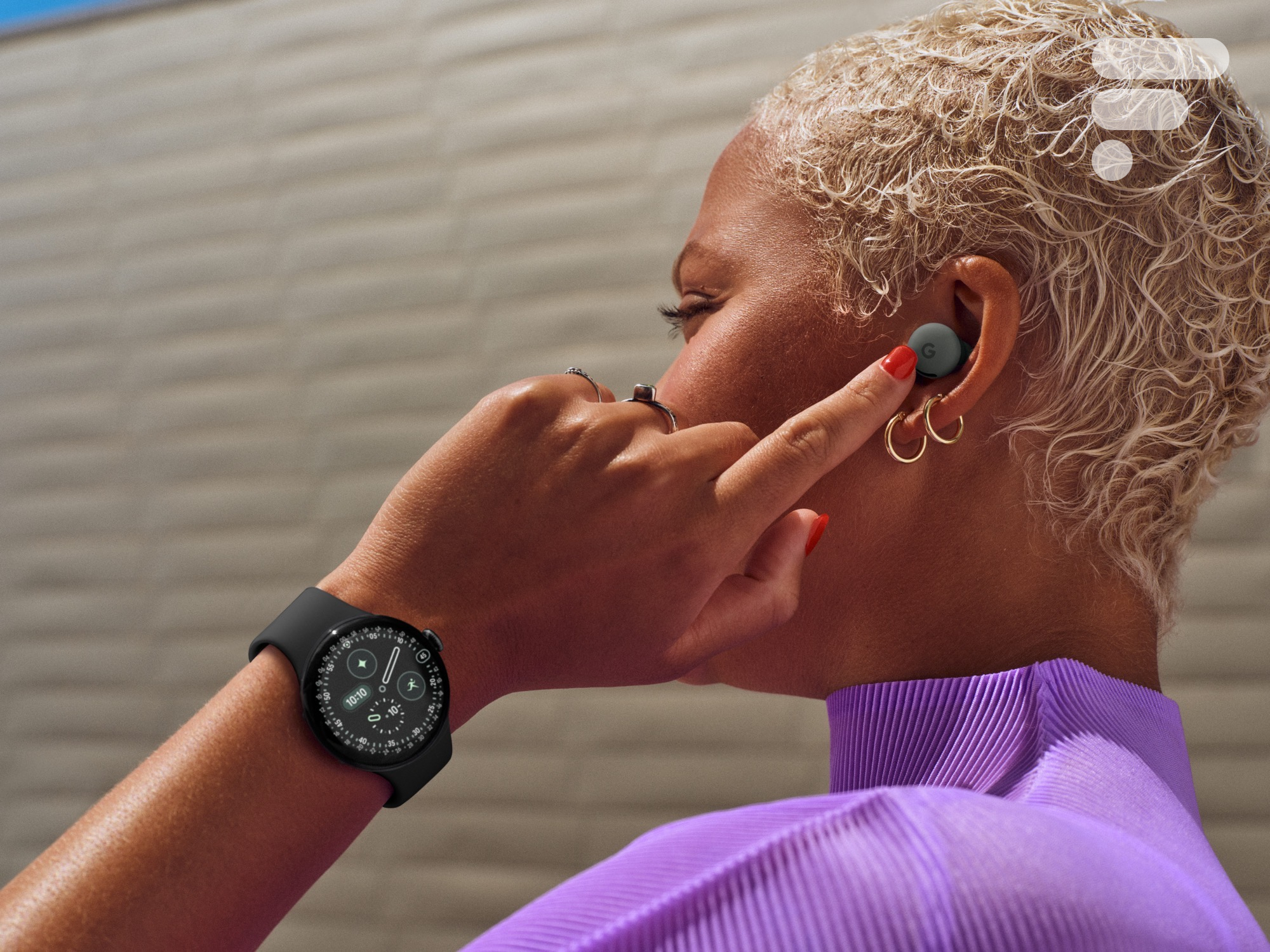 PixelBuds2a_Hazel_withwatch