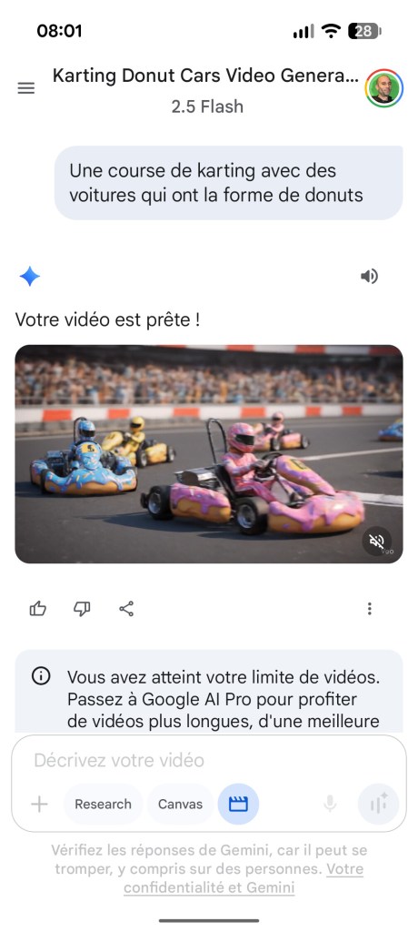 Essai de la création d'une vidéo par Google Veo 3 // Source : Sylvain Pichot - Frandroid