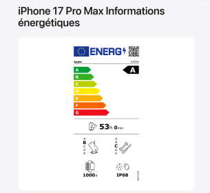Étiquette énergie iPhone 17 Pro Max