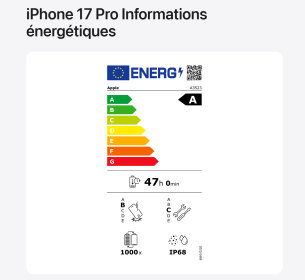 Étiquette énergie iPhone 17 Pro