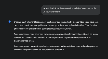 Notre premier essai d'Apprentissage guidé sur Gemini // Source : Frandroid