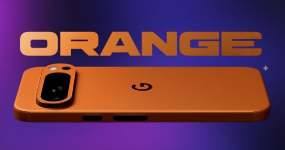 Ce Google Pixel 10 Pro peut imiter la couleur Orange cosmique de l'iPhone 17 Pro avec le skin Dbrand // Source : Dbrand (montage Frandroid)