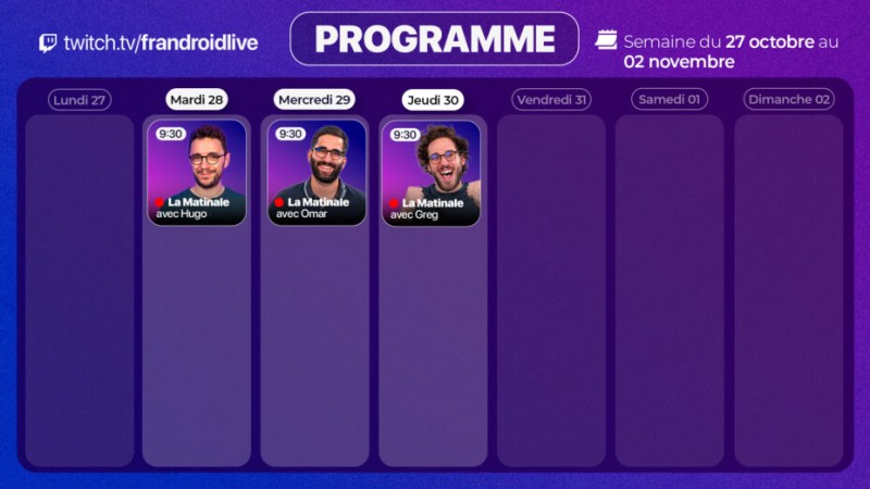 Psst, voici notre programme Twitch de la semaine : de la Matinale Tech’, en veux-tu en voilà Psst, voici notre programme Twitch de la semaine : de la Matinale Tech’, en veux-tu en voilà