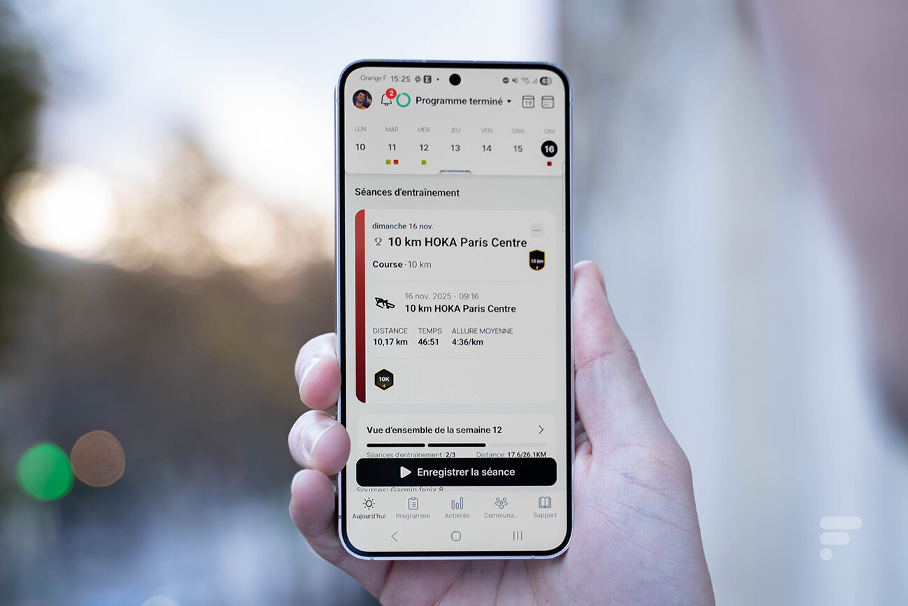 L'application Runna sur smartphone