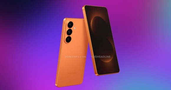 Rendu du Samsung Galaxy S26 Plus // Source : OnLeaks x Android Headlines (fond modifié par Frandroid)