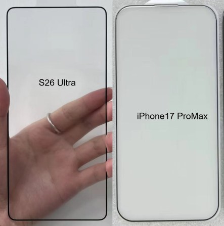 Le Samsung Galaxy S26 Ultra aurait des coins plus arrondis mais pas autant que l'iPhone 17 Pro Max // Source : PhoneArt (@UniverseIce)