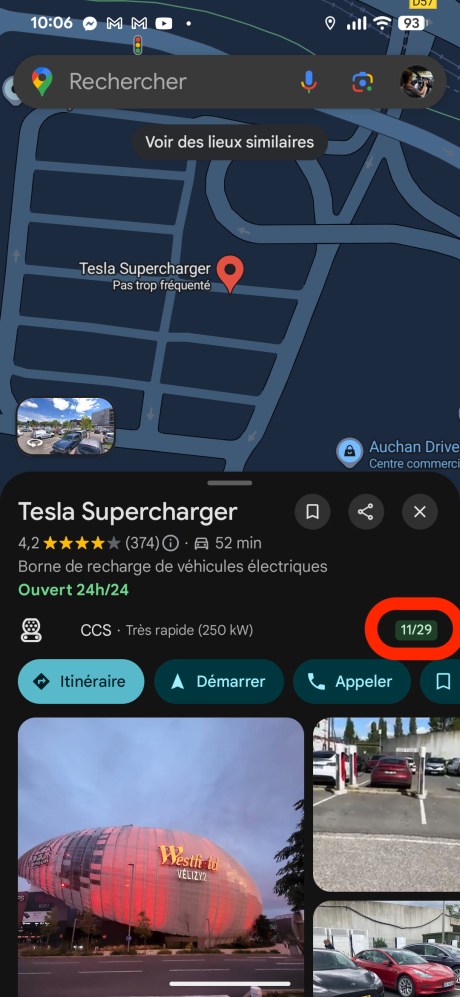 Tesla Superchargeur sur Google Maps // Source : Capture d'écran Frandroid