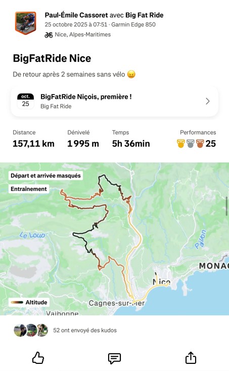 L'enregistrement du dénivelé est précis avec le Garmin 850.