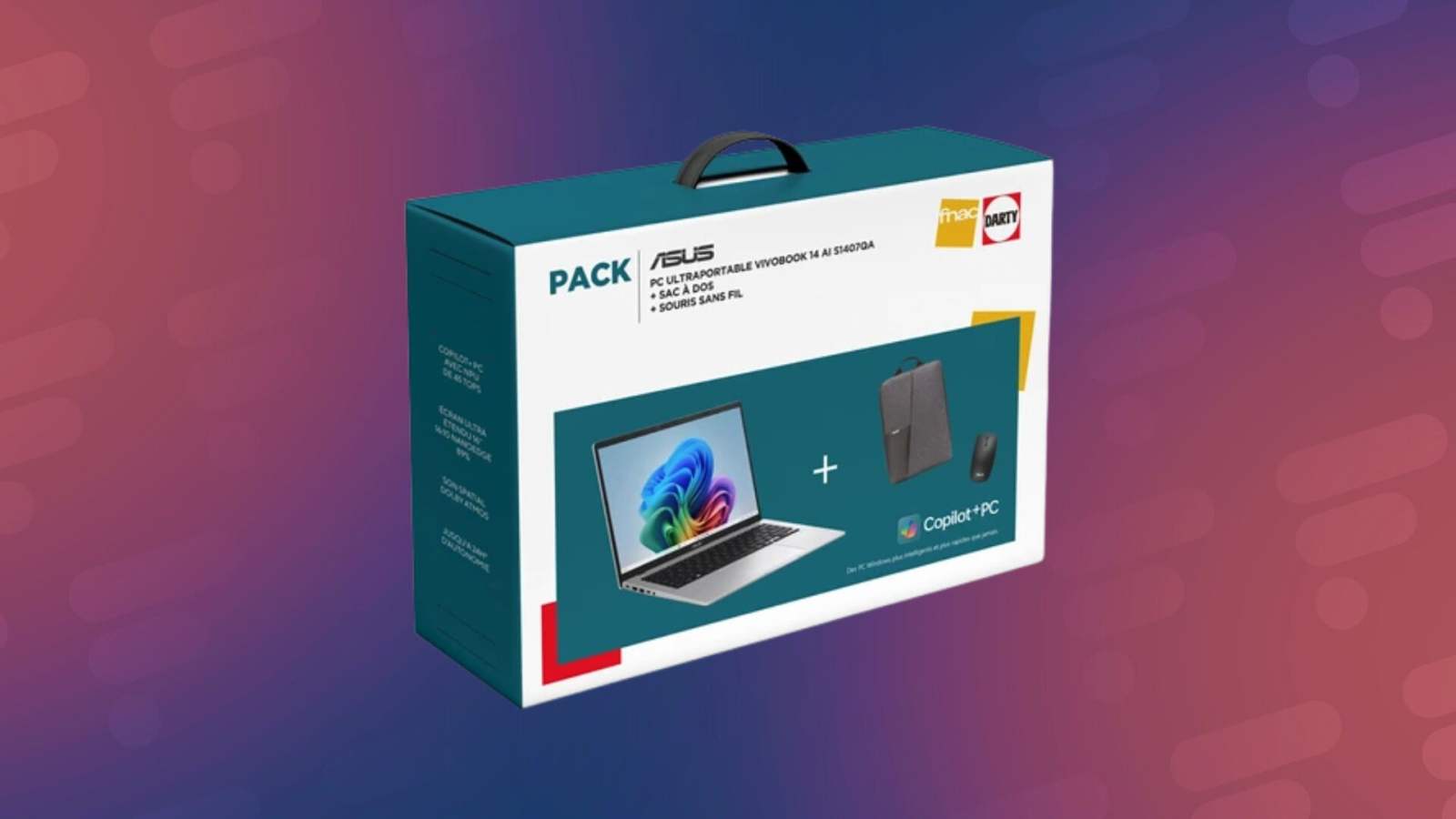 Ce pack Asus Vivobook 14 sous Snapdragon X accompagnÃ© dâ€™un sac et dâ€™une souris...