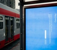 Ecran bleu lieu public