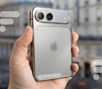 Rendu de l'iPhone Fold généré avec Gemini en se basant sur une photo de notre maquette imprimée en 3D // Source : Frandroid