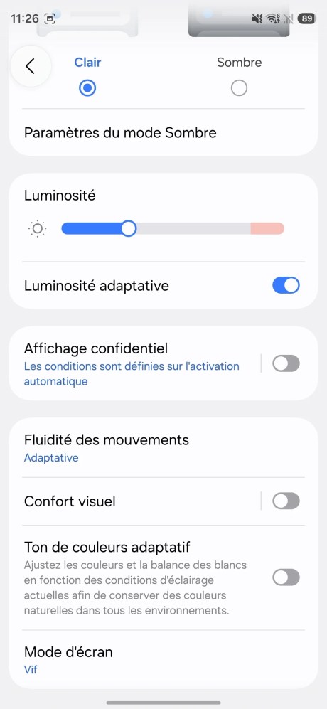 A opção de exibição confidencial nas configurações do Samsung Galaxy S26 Ultra // Fonte: captura de tela do Frandroid