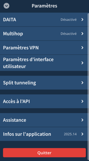 Paramètres Mullvad 2