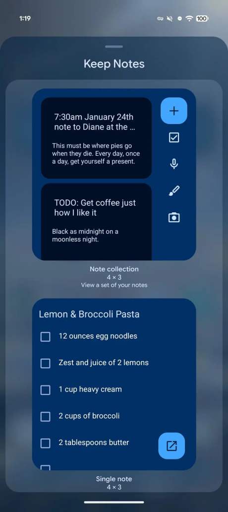 Effet de flou sur le menu des widgets dans Android 17 // Source : 9to5Google