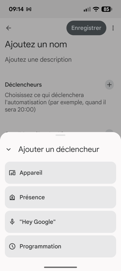 Google Home parametres