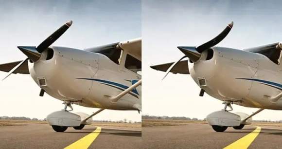 À droite, l'effet Rolling Shutter