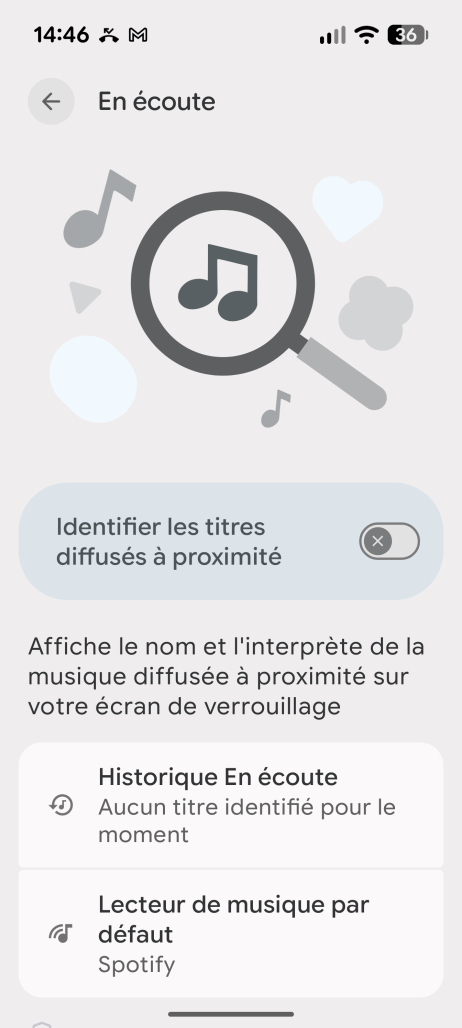 Google En lecture Now Playing // Source : Frandroid