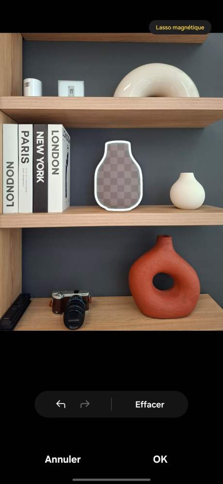 Option pour effacer un objet d'une photo sur le Samsung Galaxy A57 (One UI 8.5) // Source : Capture d'écran Frandroid