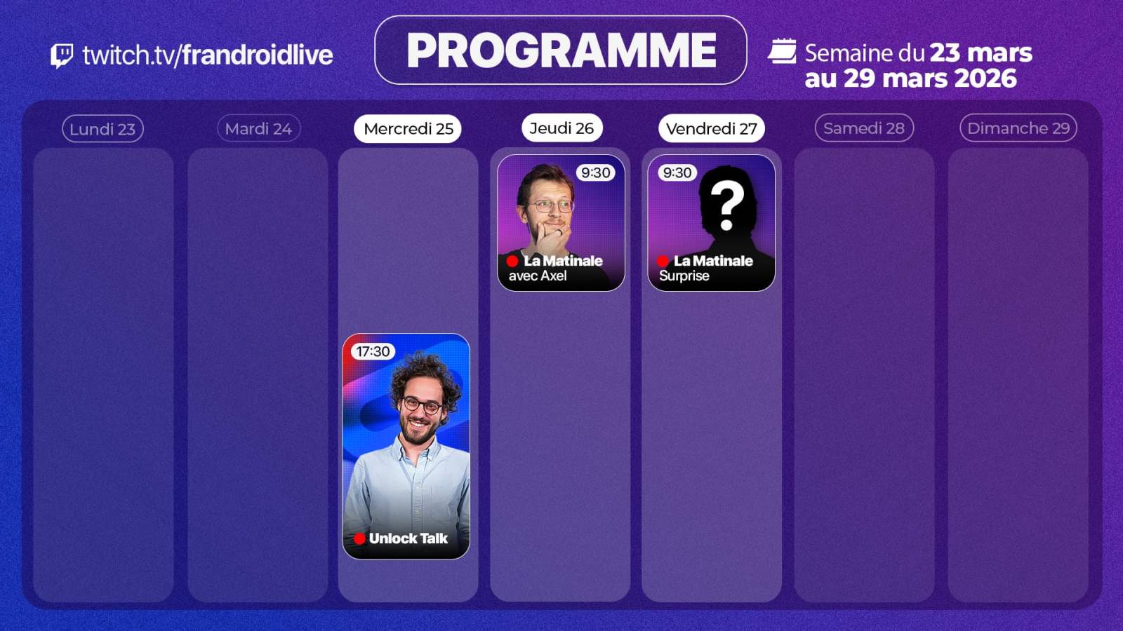 Le retour d’Unlock Talk avec PP Garcia et double Matinale : voici notre programme Twitch de la semaine