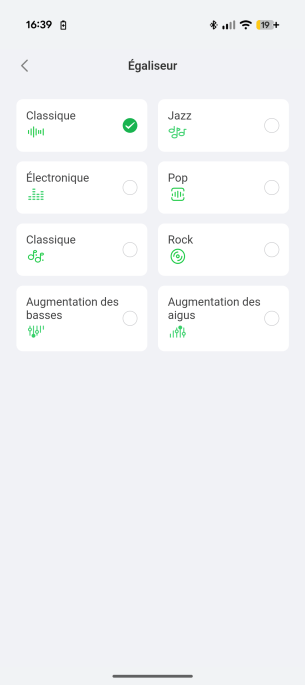 Les différents modes de l'égaliseur