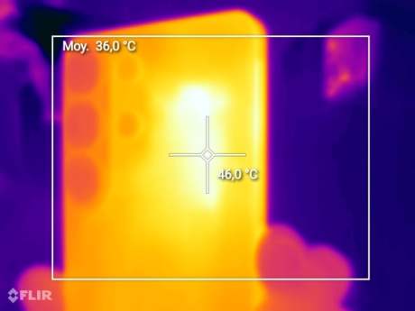 La température maximale mesurée sur le Samsung Galaxy S26 Ultra. // Source : Frandroid