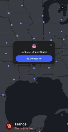 Interface mobile NordVPN