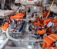 Artemis II Post Insertion and Deorbit Prep Training with crew members Reid Wiseman, Victor Glover, Christina Koch, and Jeremy Hansen.  Includes Artemis II training team.  PHOTO DATE: 30 January 2025. LOCATION: Building 9N Space Vehicle Mockup Facility at the Johnson Space Center, Houston, Texas. PHOTO CREDIT: NASA/Mark Sowa