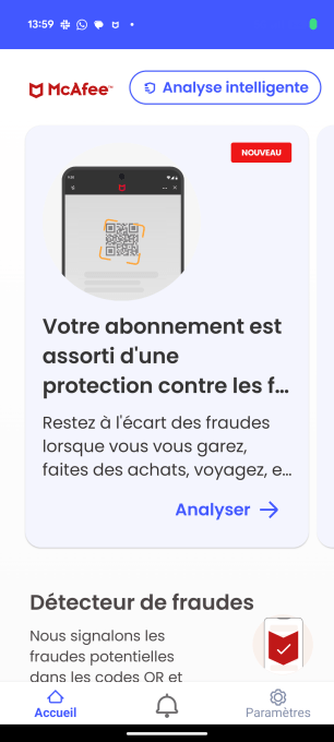 L'interface de l'application McAfee // Source : Capture d'&eacute;cran Frandroid