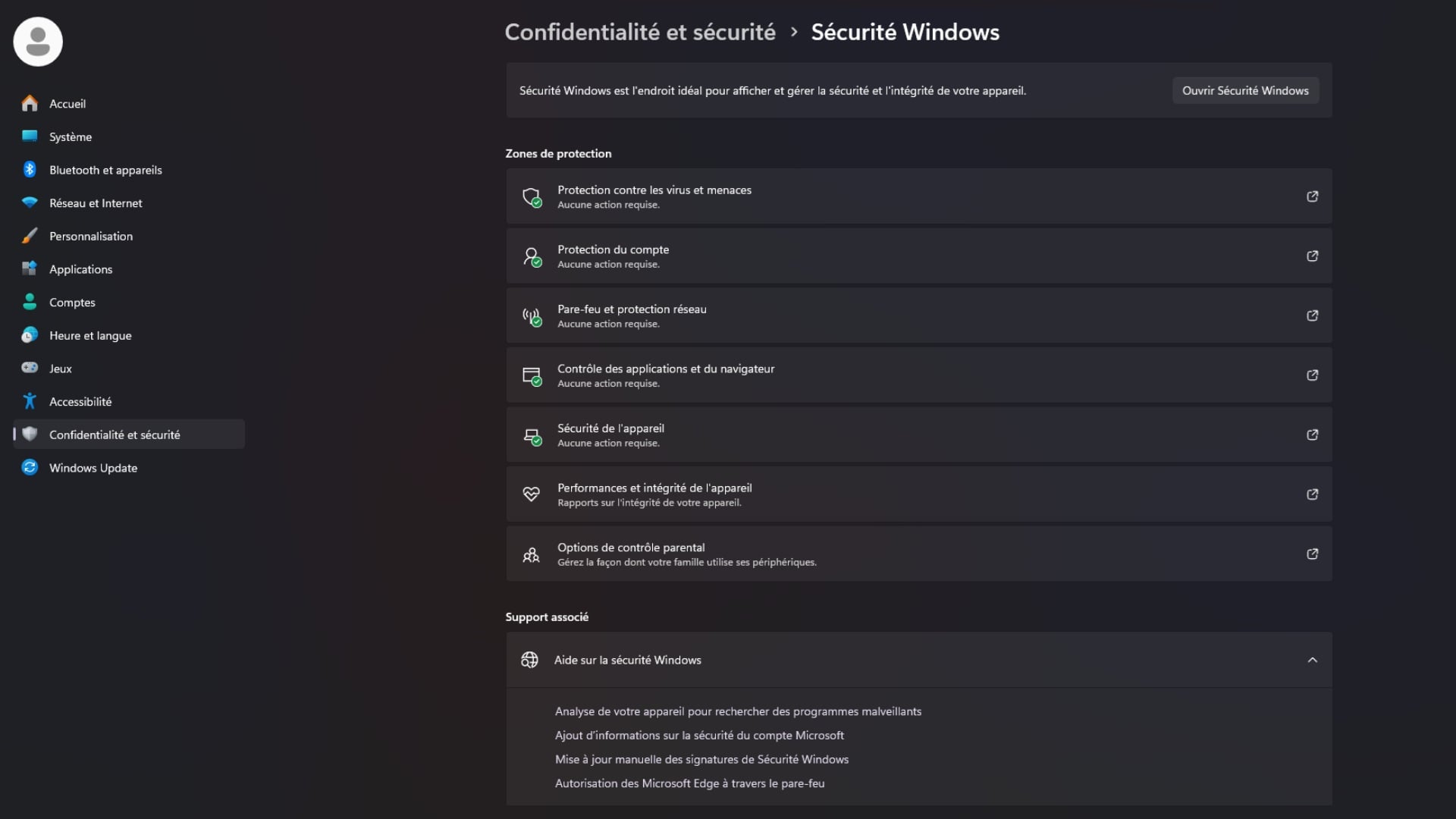 L'application S&eacute;curit&eacute; de Windows 11